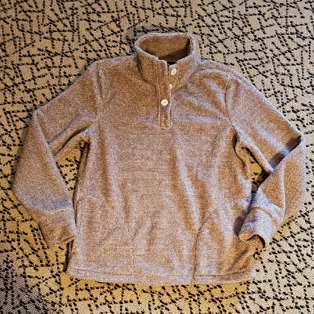 Eddie Bauer Womens Heathered Brown/Tan  Mock Neck Sweater.
